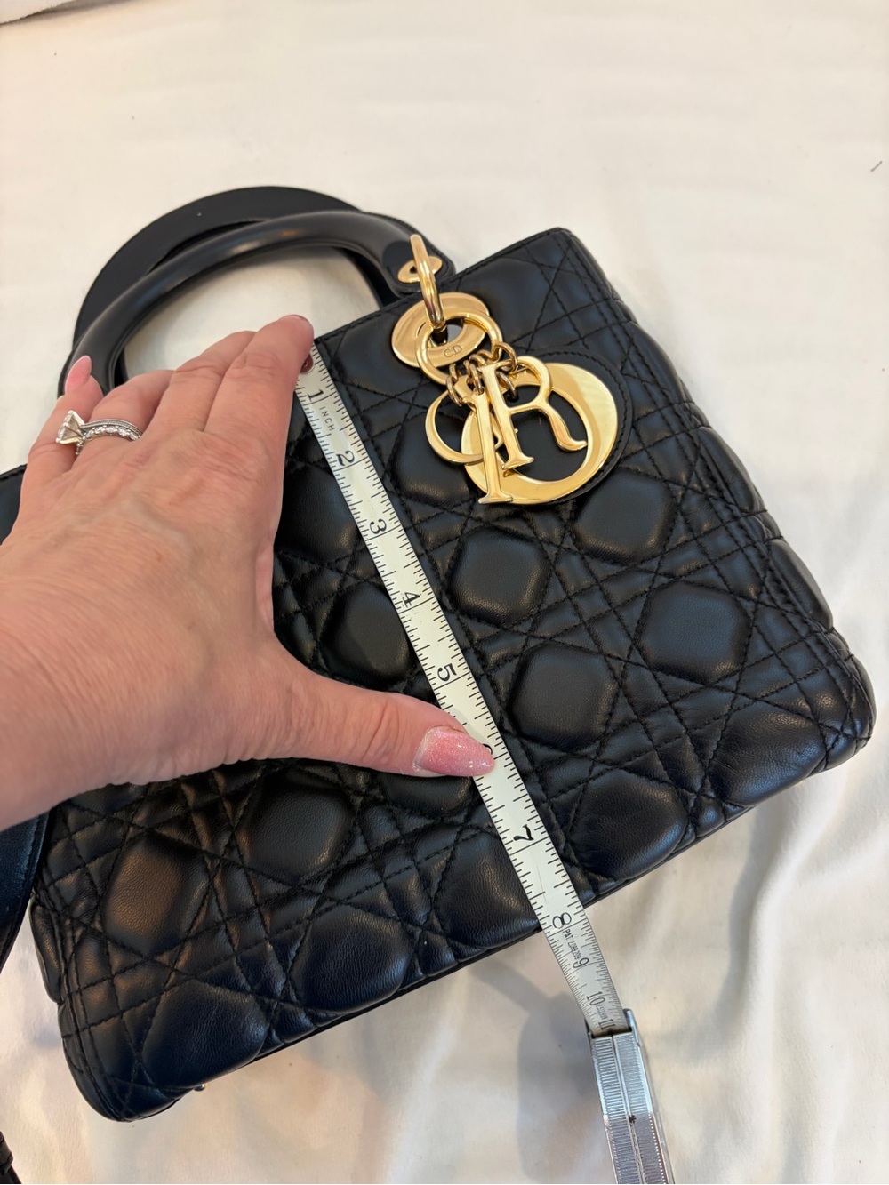 Christian Dior Lady Dior Medium Black Cannage Lambskin Gold Hardware Top Bag - Picture 12 of 16